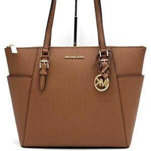 Michael Kors Large Charlotte TZ Tote Bag Luggage Brown
